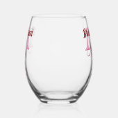 Bruidsquadron naam monogram bruidsmeisje roze datu wijnglas zonder voet (Rechts)