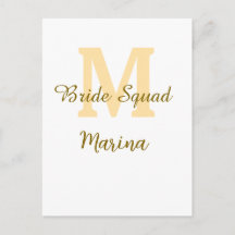 Bruidsquadronde monogram gouden bruiloft eenvoudig