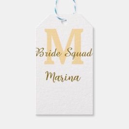 Bruidsquadronde monogram gouden bruiloft eenvoudig cadeaulabel