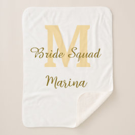 Bruidsquadroon monogram gouden bruids douche eenvo sherpa deken