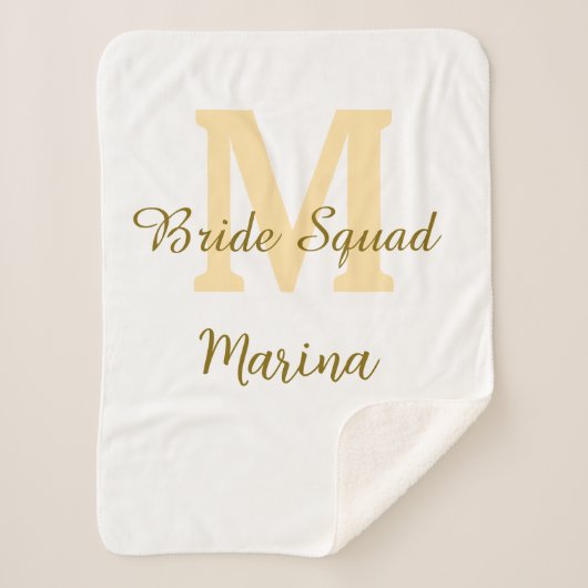 Bruidsquadroon monogram gouden bruids douche eenvo sherpa deken (Voorkant)