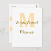 Bruidsquadroon monogram gouden bruiloft eenvoudig  briefkaart (Voorkant / Achterkant)