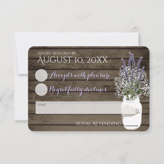 Bruidsreactie met Baby's Breath en Lavendel RSVP Kaartje (Voorkant)