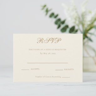 Bruidsreactiekaart met ivoor en antiek goud RSVP kaartje