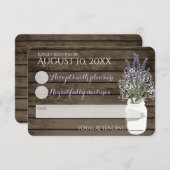 Bruidsresponse met Baby's Breath en Lavendel RSVP Kaartje (Voorkant / Achterkant)