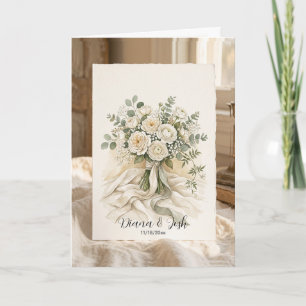 Bruidsroos Boeket Bruiloftsbloemen Bedankkaart Kaart