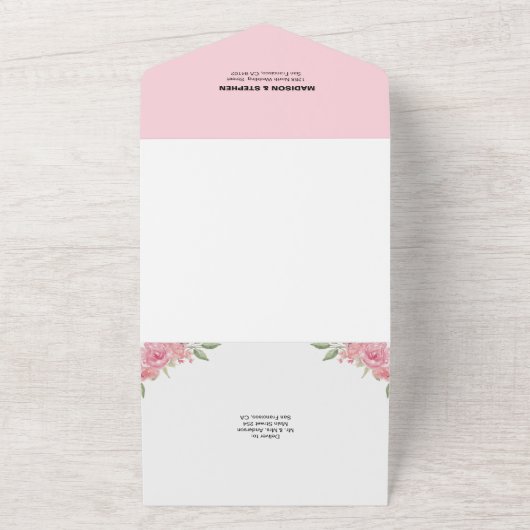 Bruidsrozen Huwelijk All In One Uitnodiging (Buitenkant)