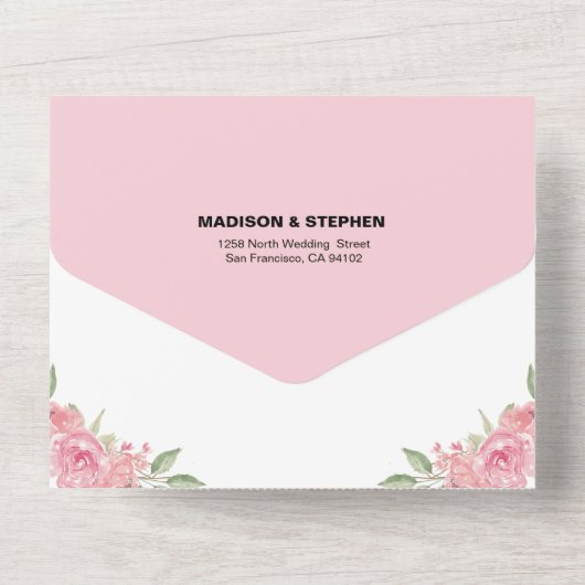 Bruidsrozen Huwelijk All In One Uitnodiging (Achterkant)