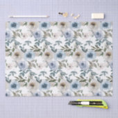 Bruidsrozen in blauw en wit waterverf  tissuepapier (Craft)