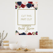 Bruidssalon Fotokabine Frame Navy Blauw Burgundy Poster (Keuken)