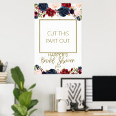 Bruidssalon Fotokabine Frame Navy Blauw Burgundy Poster (Thuiskantoor)