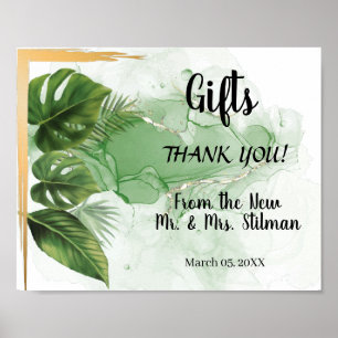 Bruidsschat Bruiloft Tropisch Palm Bord Poster