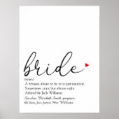 Bruidsscript definitie Bruiloft Bruidsshowers Bord Poster (Voorkant)