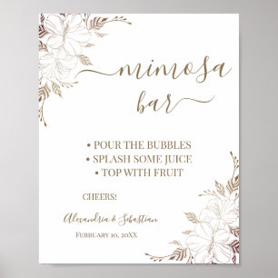 Bruidsshower bord 'Floral Lines Mimosa Bar' Poster
