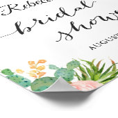 Bruidsshower bord met succulenten en cactus bloeme poster (Hoek)