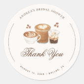 Bruidsshower Dank Je Wel Coffee Thema Ronde Sticker (Voorkant)