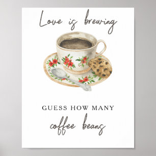 Bruidsshower koffiekop Hoeveel koffiebonen Poster