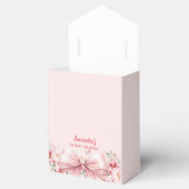 Bruidsshower met roze bloemen en lint bedankdoosjes (Geopend)