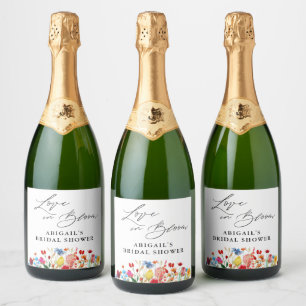 Bruidsshowerfavoriet 'Liefde in Bloei' Wilde Bloem Sparkling Wijnetiket