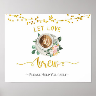 Bruidsshowerposter 'Coffee Love is Brewing' Poster