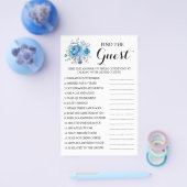 Bruidsshowerspelkaart Blauwe Bloem Vind de Gast Flyer (Enkel)