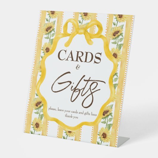 Bruidsshowertafel met zonnebloemen in bloei reclamebord met voetstuk (Voorkant)