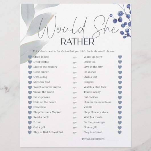 Bruidsspel zou ze liever stoffige blauwe bloemen (Voorkant)