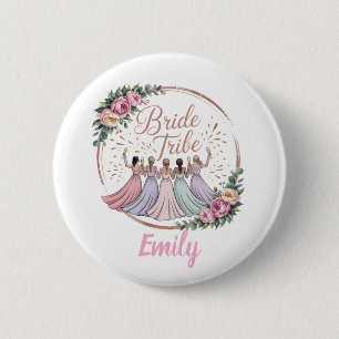 Bruidsstam Custom Naam Bachelorette Feestje Ronde Button 5,7 Cm
