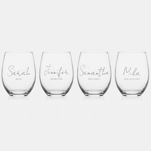 Bruidsstoet Persoonlijk Wijnglas Zonder Voet (Voorkant)