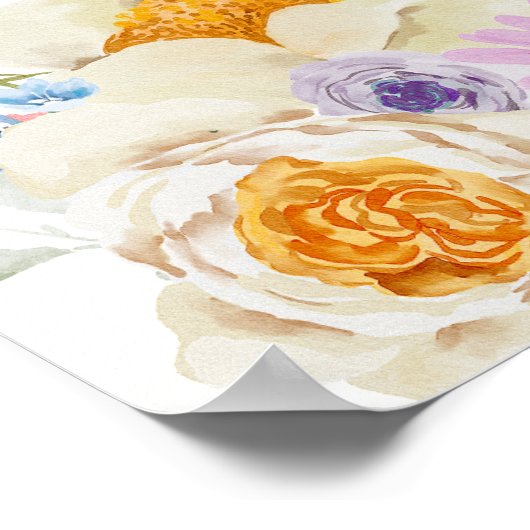 Bruidstaart Wildflower Thee Bruiloft Uitnodiging Poster (Hoek)