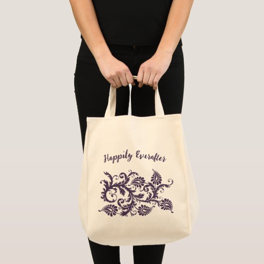 Bruidstas Gelukkig Na De Bruiloft Paars Tote Bag (Voorkant (product))