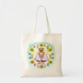Bruidstas met bloemmotief voor poezen bruiloft tote bag (Voorkant)