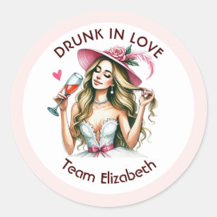 Bruidsteam Bruid Wijn Meisjesuitje Ronde Sticker