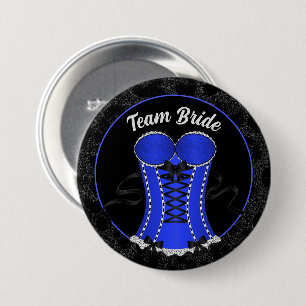 Bruidsteam Flirterig Blauw Kanten Rompje Ronde Button 7,6 Cm