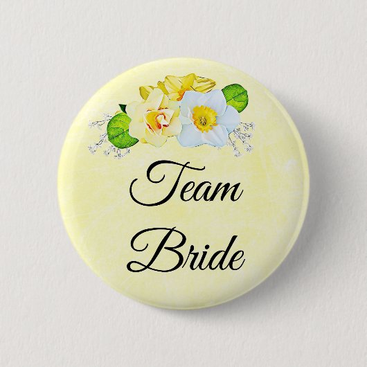 Bruidsteam Gele Bloem Ronde Button 5,7 Cm (Voorkant)