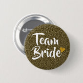 Bruidsteam Gouden Hart Glitter Ronde Button 5,7 Cm (Voorkant /achterkant)