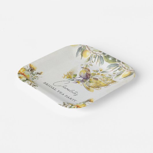 Bruidsthee feestcitroen papieren bordje (Gebogen)