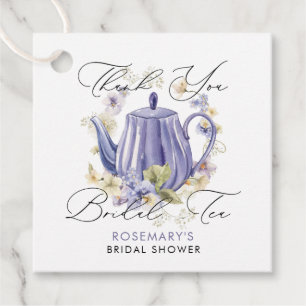 Bruidstheetijd Paarse Theepot Bruiloft Bedankjes Labels