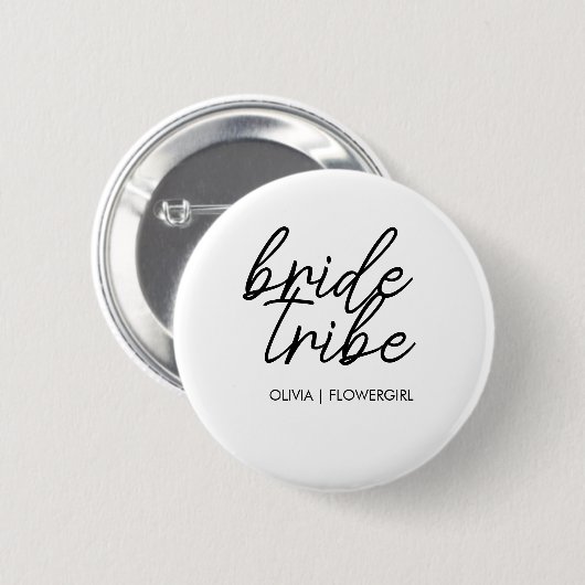 bruidstribe | Bruiloft Bloemenmeisje Modern Ronde Button 5,7 Cm (Voorkant /achterkant)