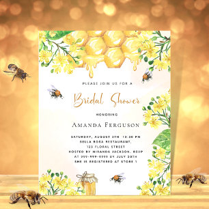 Bruidsuitnodiging 'Budget Bee' met gele bloemen