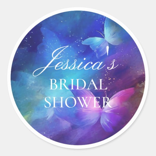 Bruidsuitnodiging 'Een leven vol vlinders' Ronde Sticker (Voorkant)