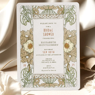 Bruidsuitnodiging in art nouveau deco stijl kaart