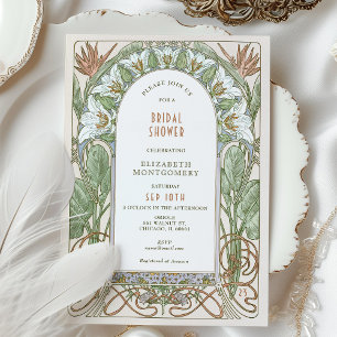 Bruidsuitnodiging in art-nouveau- en deco-stijl kaart