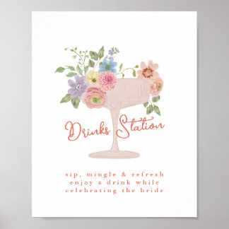 Bruidsuitnodiging Love in Bloom Drankstation Bord Poster