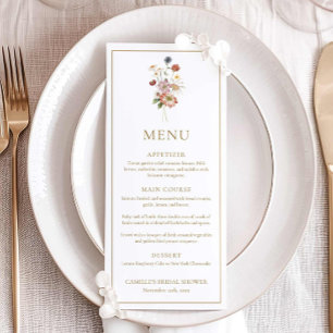 Bruidsuitnodiging Menukaart met Wilde Bloemen