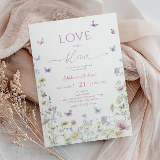 Bruidsuitnodiging met wilde bloemen: Vlindertuin Kaart