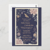 Bruidsuitnodiging Mot, Roos & Distel Postkaart (Voorkant / Achterkant)