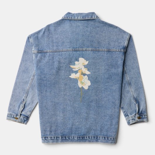 bruidsuitnodiging, oranje botanische bloem bloem denim jacket (Achterkant)