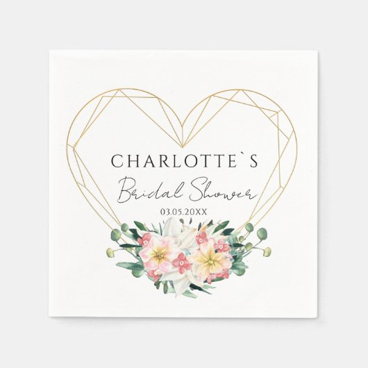 Bruidsuitnodiging servetten hartjes bloemen (Voorkant)