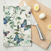 Bruidsuitvaart met mooie blauwe vlinders theedoek (Quarter Fold)